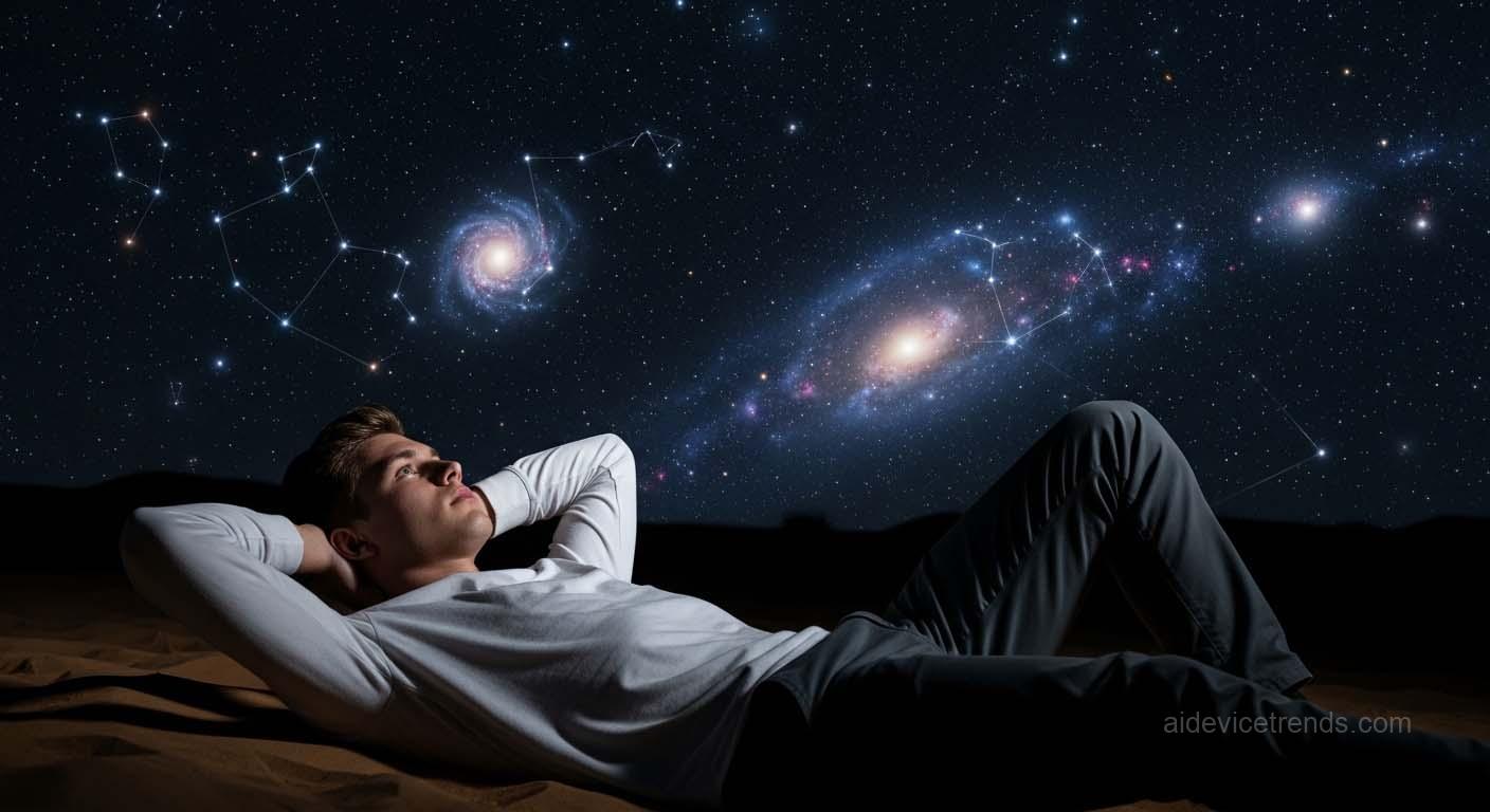 A man gazes at the stars