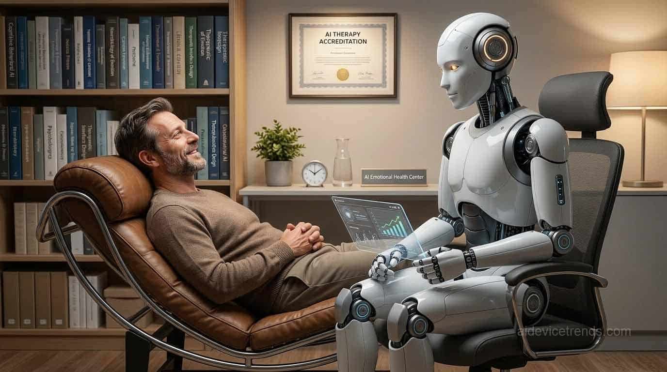 A man is in therapy with an AI robot