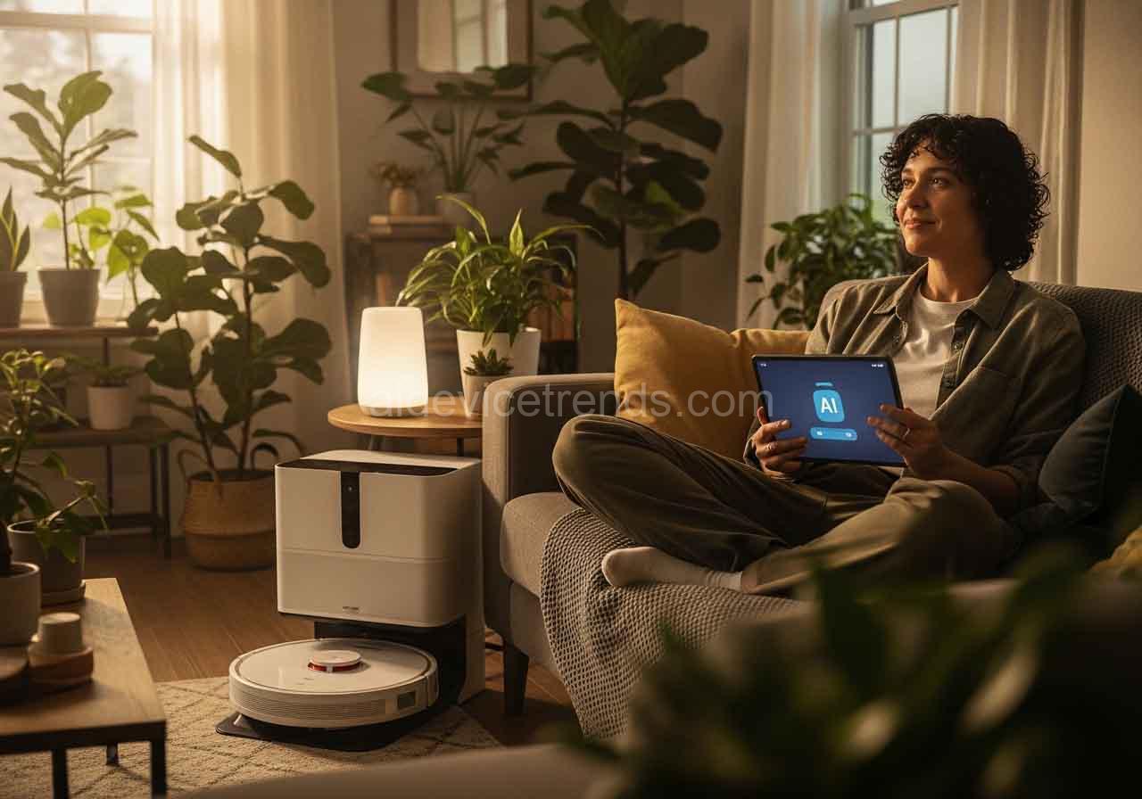 woman at home with AI