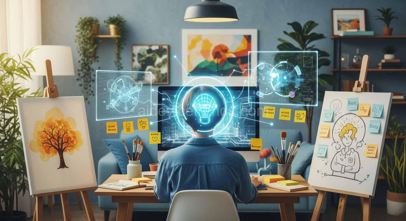 person working with ai – 2 person working creatively with AI - 2