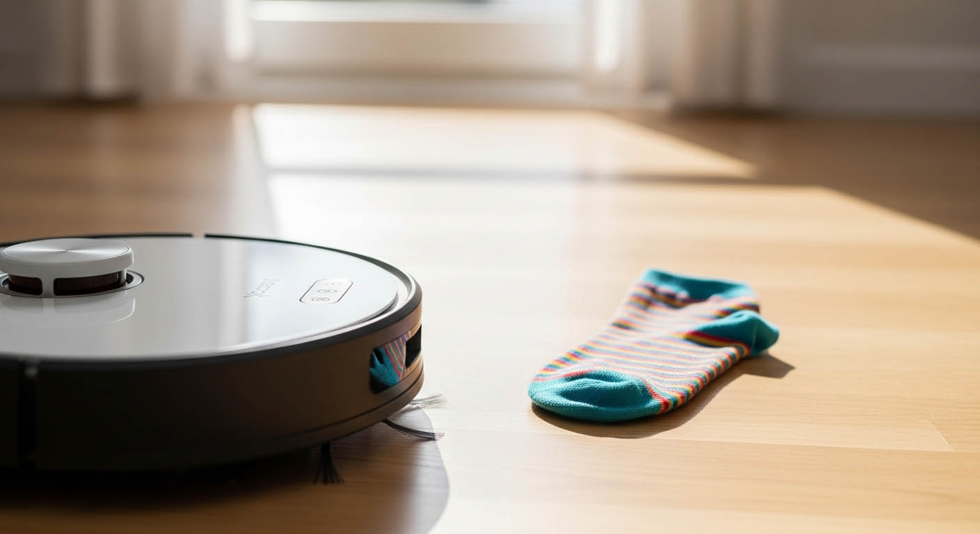 robot vacuum Robot vacuum cleaner meets sock