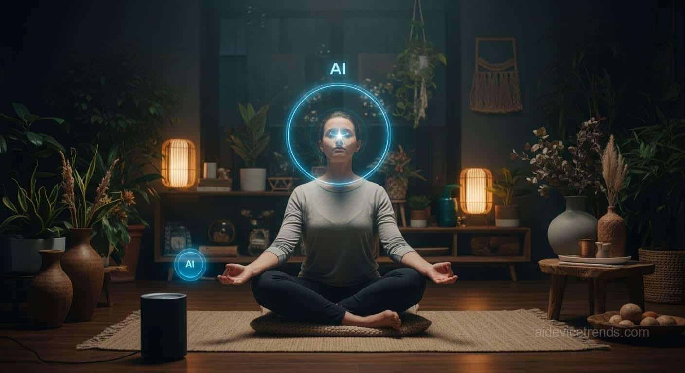 woman meditating with an AI